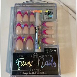 4/$20 Pretty Woman-Faux Nails Almond Shaped Baby Ombre Purple/pink 24 Ct+glue